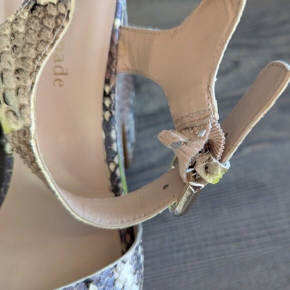 Kate Spade Women's Grace Platform Sandals Leather Snake Print Blue Green 7.5 - Picture 6 of 11
